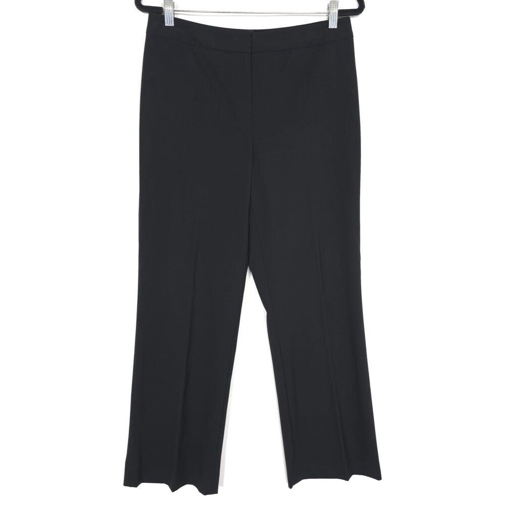 LAFAYETTE 148 NEW‎ YORK Dress Pants Trousers 8 Stretch WOOL Black Wide Straight